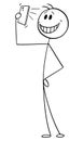 Person Taking Selfie, Vector Cartoon Stick Figure Illustration