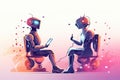 person talking with robotic ai.futuristic technology or machine learning Royalty Free Stock Photo