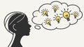 Person with Thought Bubbles Ideas Vector, Creativity and Thinking, vector design Generative AI Royalty Free Stock Photo