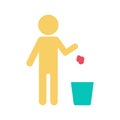 Person throw garbage in the trash bin icon Royalty Free Stock Photo