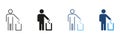 Person Throwing Trash In Bin Line And Solid Icon Set. Waste Disposal, Environmental Responsibility, And Cleanliness Royalty Free Stock Photo
