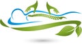 Person and two hands, massage and naturopathic logo Royalty Free Stock Photo