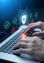 AI Powered Cybersecurity Protecting Digital Information on a Laptop Royalty Free Stock Photo