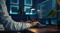 The programmer coding at night. AI generated