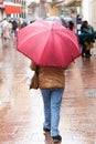 Person with umbrella walking in the rain