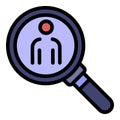 Person under the magnifier icon color outline vector