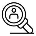 Person under the magnifier icon, outline style