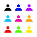 Person unisex icon colorful isolated on white, human avatar symbol set, people sign icon for business social web or app, head man