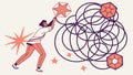 Person Untangling Thoughts, Problem Solving, vector design Generative AI Royalty Free Stock Photo