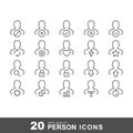 Person or user vector icon, outline, flat design, icon set, eps10 Royalty Free Stock Photo