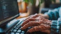 A person using a computer to complete memory exercises as part of a brain fitness program Royalty Free Stock Photo