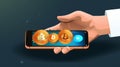 A person using a decentralized app like a bitcoin wallet, transparent background. AI Generated Royalty Free Stock Photo
