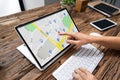 Person Using GPS Map On Laptop Royalty Free Stock Photo