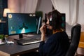 Person using headset to stream online video games