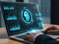 Person using laptop with ai analytics Royalty Free Stock Photo
