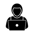 Person Using Laptop Vector Icon Isolated on White Royalty Free Stock Photo
