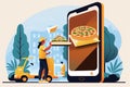 Person using a mobile app to order food delivery, emphasizing the convenience of on - demand services illustration generative ai