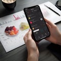 A person using a mobile app to track their caloric intake one generative AI