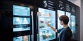 A person using a smart refrigerator to keep track of food generative AI