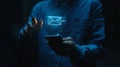 Person using smartphone glowing email notification digital communication concept AI generated. Royalty Free Stock Photo