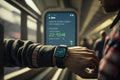 person, using smartwatch to get real-time updates on public transportation system Royalty Free Stock Photo