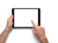 Person using tablet isolated on white background Royalty Free Stock Photo