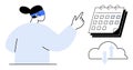 Person Using Virtual Reality to Interact with a Digital Calendar and Cloud Computing Technology Royalty Free Stock Photo