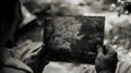 Person Viewing an Old Photo of a Tree in Wet Plate Negatives Style