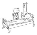 Person Visiting Friend Who is Patient in Hospital , Vector Cartoon Stick Figure Illustration Royalty Free Stock Photo