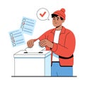 Person Voting at Ballot Box Flat Vector Royalty Free Stock Photo