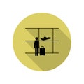 person waiting for a flight at the airport long shadow icon. Simple glyph, flat vector of Airport icons for ui and ux, website or Royalty Free Stock Photo