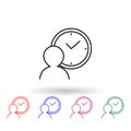 Person waiting sign multi color icon. Simple glyph, flat vector of profit icons for ui and ux, website or mobile application Royalty Free Stock Photo