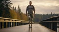 person walking with his prosthetic leg indoors. Amputee man walks with prosthetic leg