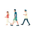 Person walking relax with isolated white background.Flat design people walk.Male and female walking