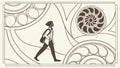 Person walking in spiral path, abstract journey and introspective walk vector design Generative AI
