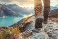 Person Walking Up Hill With Feet Airborne