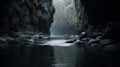 Serene And Calming Cave: A Captivating Photo Of A Woman In A Sublime Wilderness