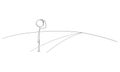 Person Watching Long Road into Unknown, Vector Cartoon Stick Figure Illustration Royalty Free Stock Photo