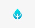 Person water logotype. Human drop vector logo