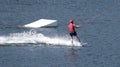 Person water-skiing on a lake in Niedersfeld, Germany Royalty Free Stock Photo