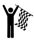 Person waving checkered flag