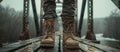 Person Standing on Bridge With Boots Royalty Free Stock Photo