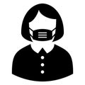 Person wearing face mask vector icon