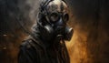Person wearing gas mask, Apocalypse and virus pandemic Generative Illustration AI