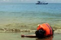 Person wearing life vest Royalty Free Stock Photo