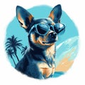 Chihuahua Illustrations Digital Art Techniques With Tropical Symbolism