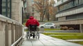 The person in wheelchair navigating city. AI generated Royalty Free Stock Photo