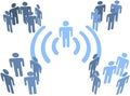 Person wifi wireless connection to people groups Royalty Free Stock Photo