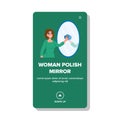 person woman polish mirror vector