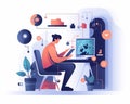 A person working on computer, internet connection and virtual reality concept. Generative Ai Royalty Free Stock Photo